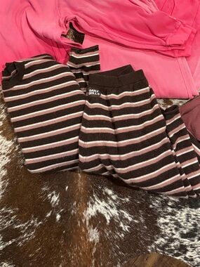 Daily Drills Pink and Brown Striped Women's cashmere sweater Set XS/S